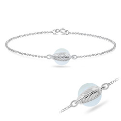 White Pearl Cover by Leaf Silver Bracelet BRS-217